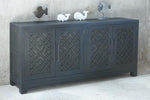 NEW Hilton Credenza 4Doors w/Raised Mouldings 81.5x18.8x37.3"H 207x48x95cm BLACK WASH