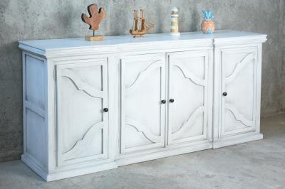 NEW Houston Credenza 4Doors Raised Moulded 81.8x18.8x37.3"H (208x48x95cm) LIGHT DISTRESS