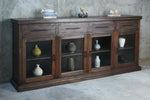 NEW American Glz Credenza 4GD 4Drw w/RG 98.8x17.7x44.1"H (251x45x112cm) DRIFTWOOD