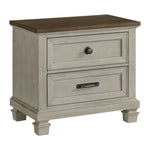 Farmington 2-Drawer Nightstand with USB in Medium Brown and Washed Stone B-9890-7-NS Elements International
