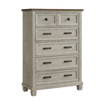 Farmington 5-Drawer Chest in Medium Brown and Washed Stone B-9890-7-CH Elements International