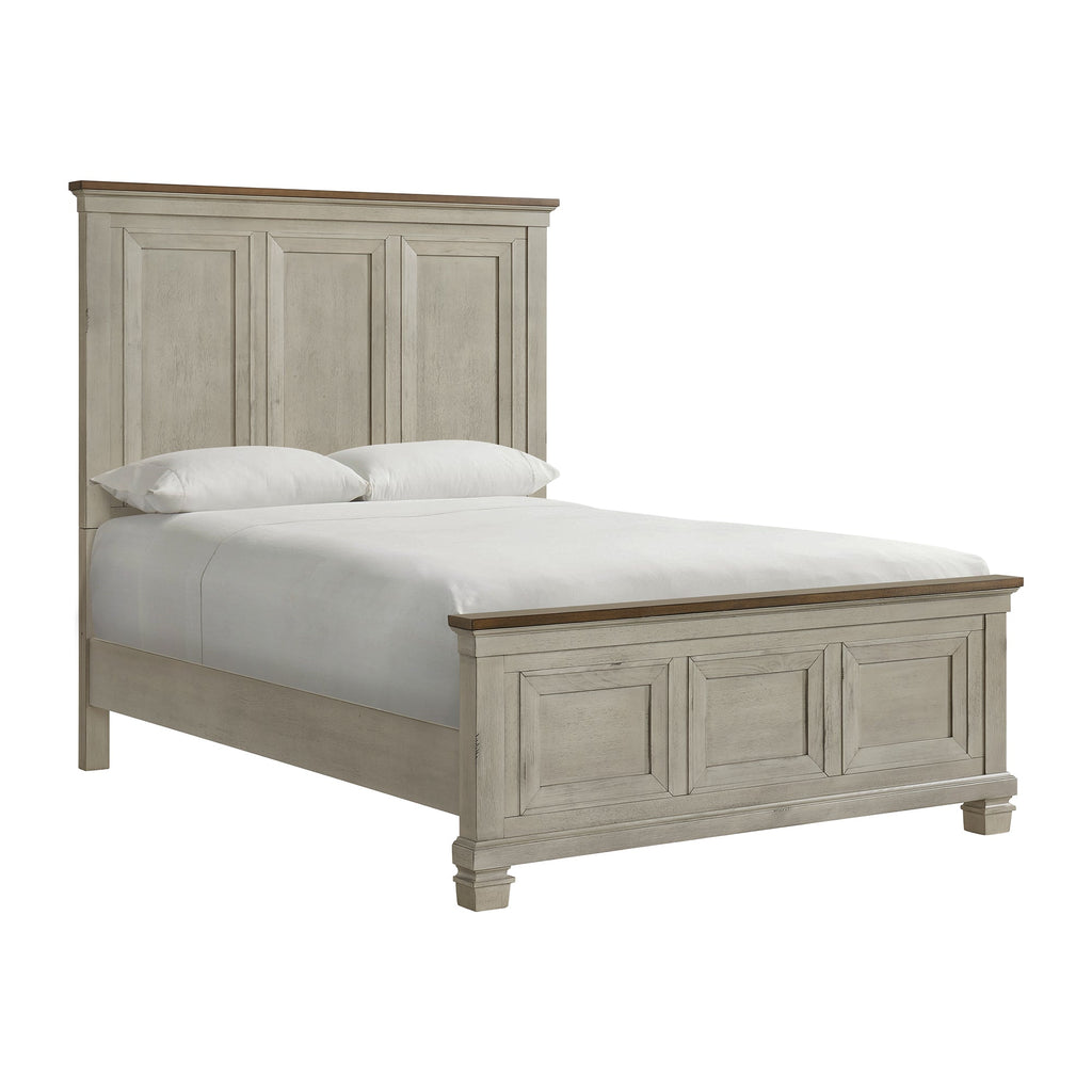 Farmington Queen Panel Bed in Medium Brown and Washed Stone B-9890-7-QKR/QF/QH Elements International
