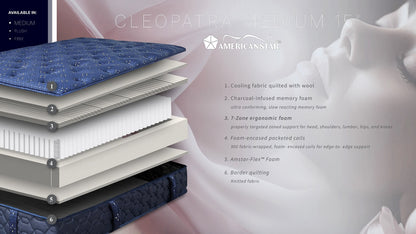 Cleopatra  Medium Pocket-Coiled Tight top TXL Mattress