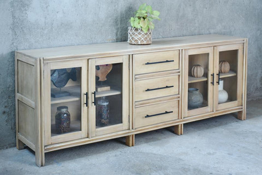 Savannah Glz Sideboard 4GD
3Drw w/RG 86.6x18.1x33.1"H (220x46x84cm) Sand Pacific Paladin Import Co.