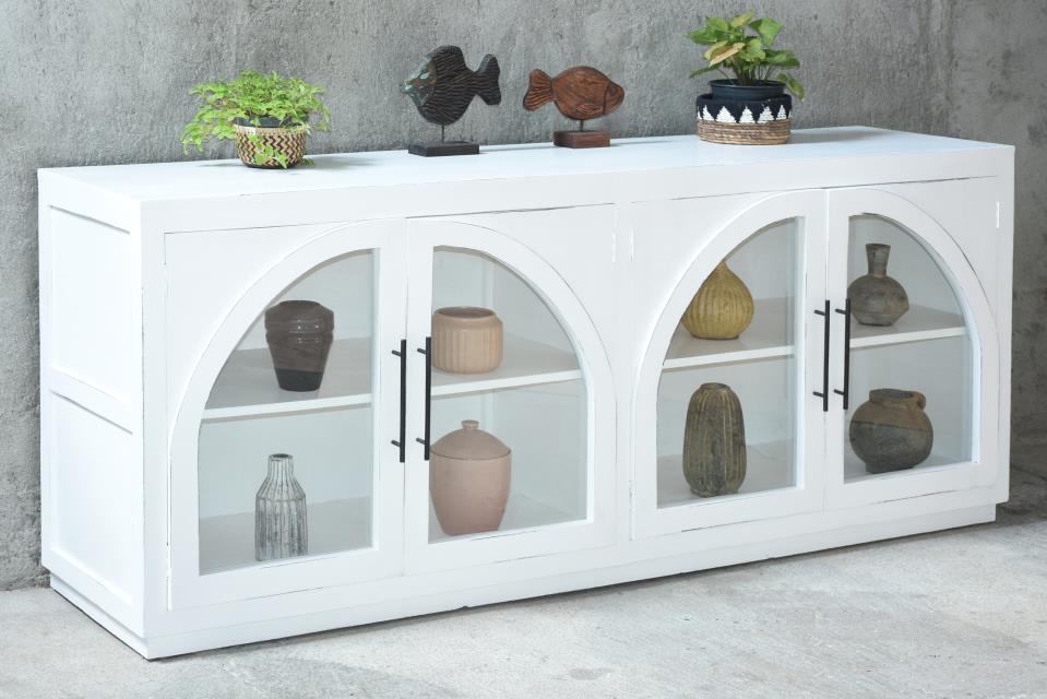 Florence Glazed Credenza 4GD 86.6x20.5x35.3"H
(220x52x90cm) SAND Pacific Paladin Import Co.