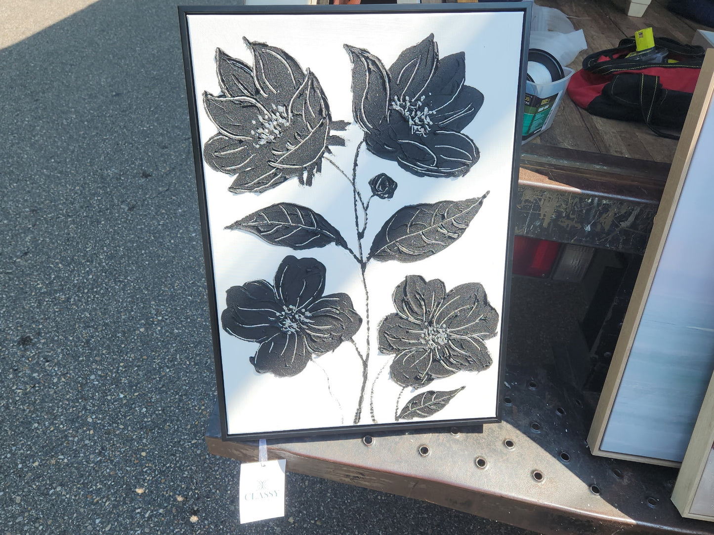 WF3406 "Nocturnal Blooms I" Hand-painted Canvas in Frame