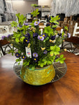 Lavender Wild Flowers With Foliage in Round Metal Planter 212090 D W Silks