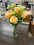 Yellow Roses W/Queen Anne Lace In Glass Cylinder 7229020 D W Silks