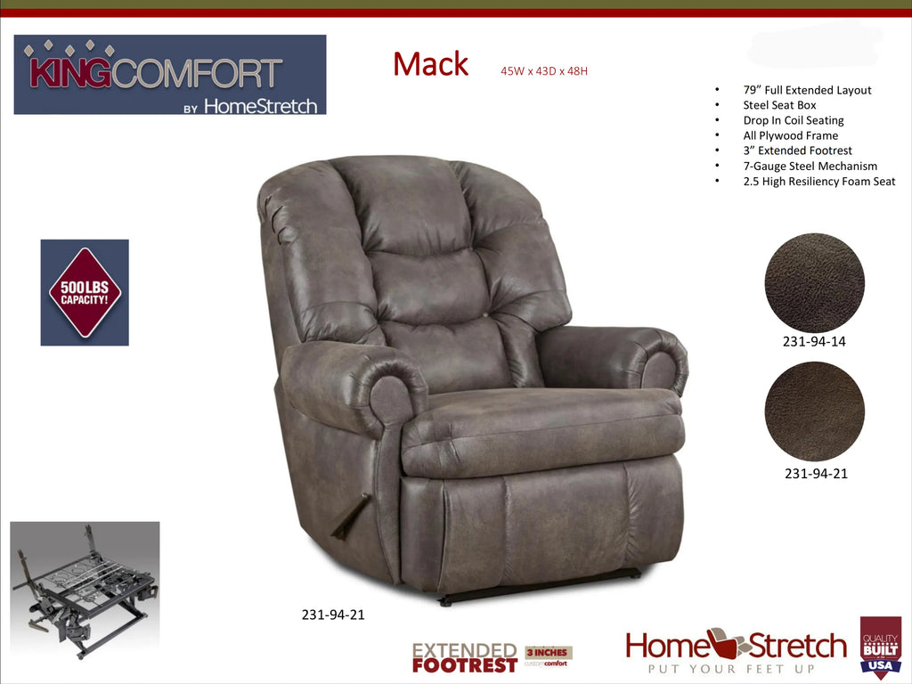 231-94-21 King Comfort Recliner Walnut Home Stretch Furniture