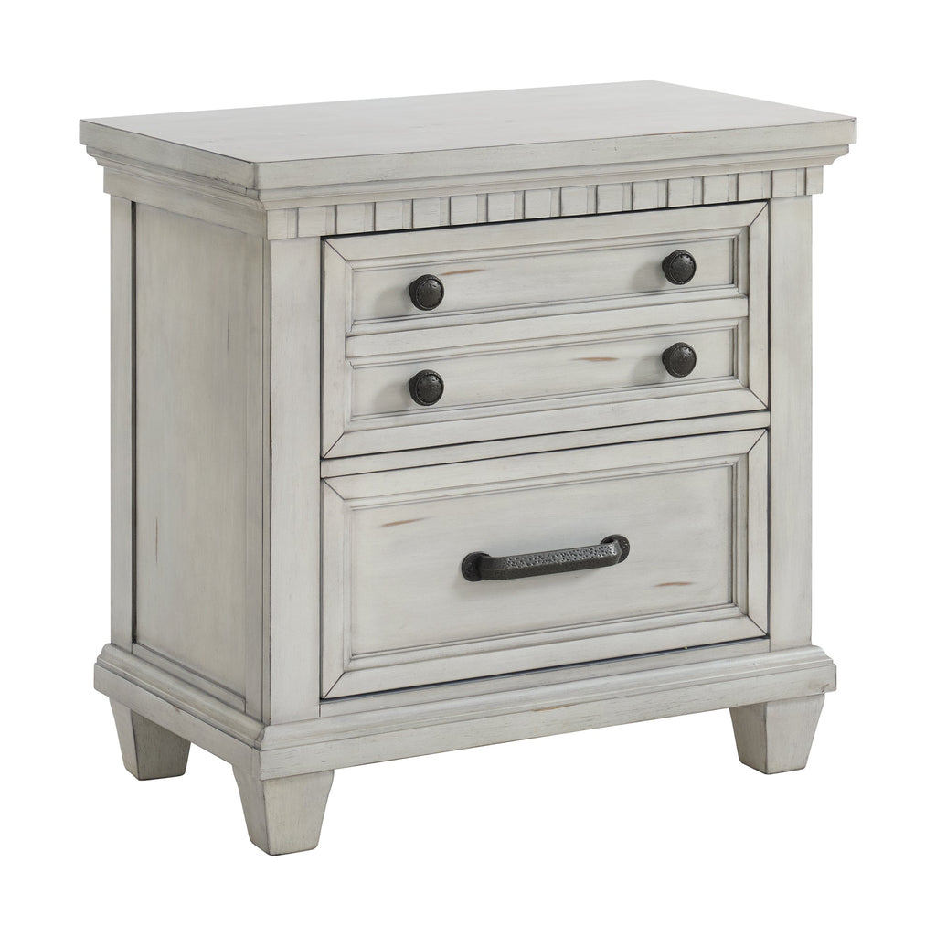 McCoy B-10530-7NS 2-Drawer Nightstand with USB in Antique White Elements International