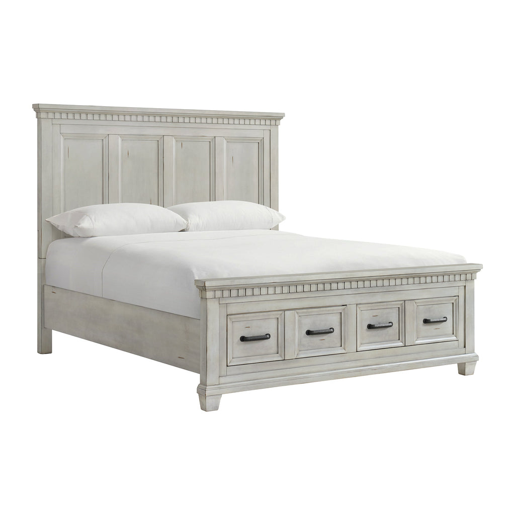 McCoy B-10530-7KH/KSF/QKR King Storage Bed in Antique White Elements International
