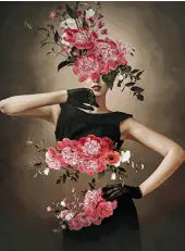 TT1005C   Woman w/Black dress and Roses  40x50 Classy Art