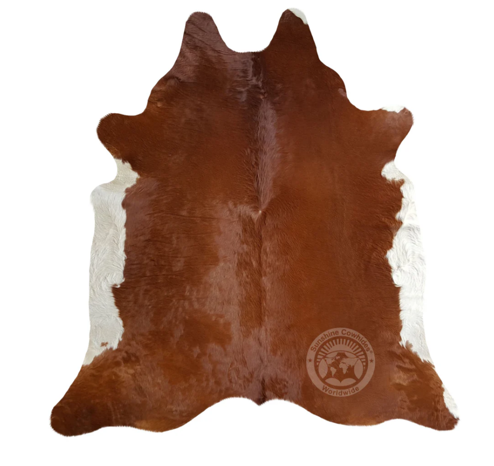5375RED Cowhide Reddish Brown & White Sunshine Cowhides