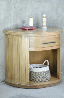 Demilune End Table Uniq Planking 1Drw w/RG in Sand (Large) (color in picture may vary) Pacific Paladin Import Co.