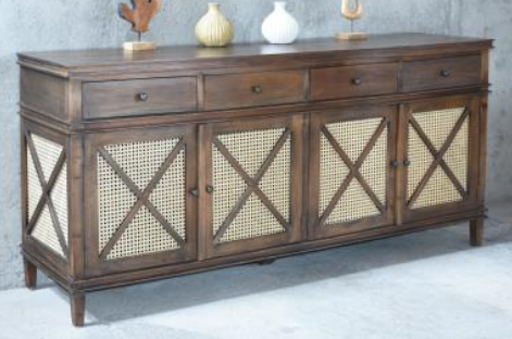 Havana Sideboard 4Drw w/RG 4Rattan doors in Driftwood (color in picture may vary) Pacific Paladin Import Co.