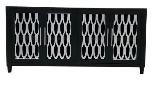 Mabel Console W/Glass in Passport Silver Feature *V-MABEL-CG Vintage LLC