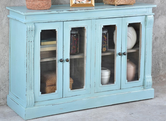 Glazed Credenza 4Glz Panel Doors EBONY (Color May Vary From Picture) Pacific Paladin Import Co.