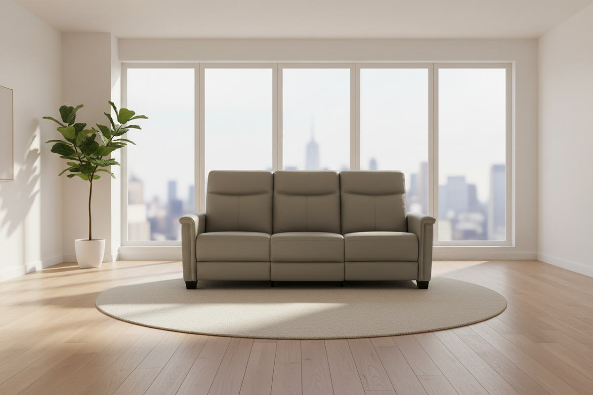 Crawford Reclining Sofa in Finch Slate Leather By Liberty Furniture