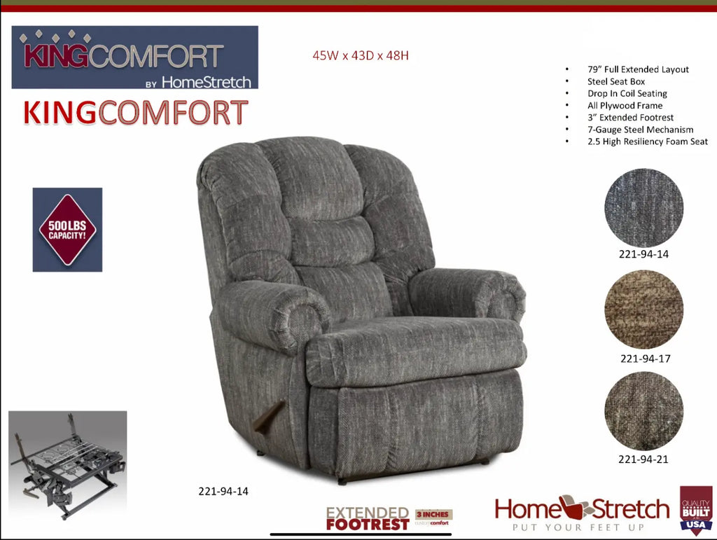 221-94-14 King Comfort Recliner Graphite Home Stretch Furniture