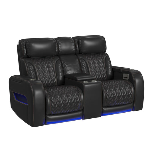 Elements - Prime Time P3 Loveseat w/LED and wireless charger pocket - Jet Blk