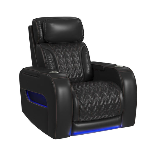 Elements - Prime time P# Recliner w/LED and wireless charger pocket - Jet Blk