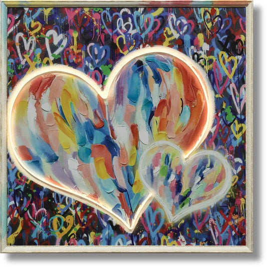 Model: WF2766 ''Multicolor Heart Art'' Hand-painted LED in Frame