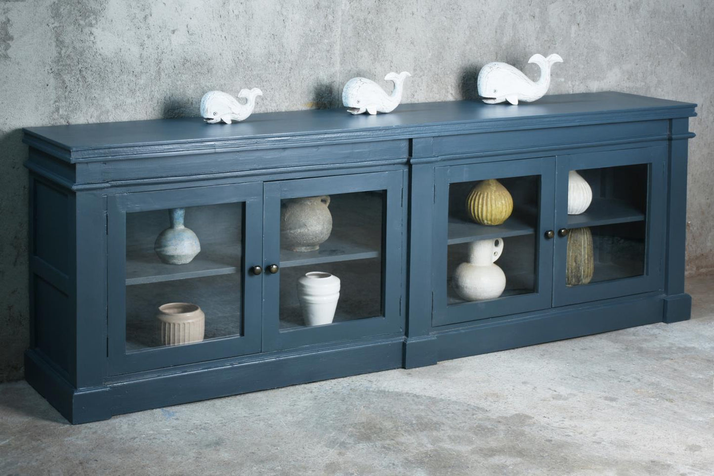 Alexander Low Glazed Credenza 4GD (CAB487SO) 93.7 x 18.1 x 33.1 - ANT BLACK (color varies in picture) - American Furniture of Slidell