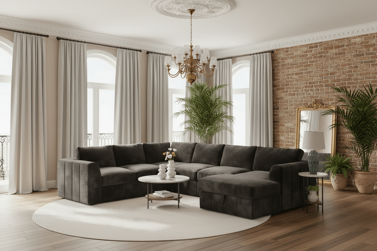 Armfield Graphite 4 Piece Sleeper Sectional PC68406 - American Furniture of Slidell