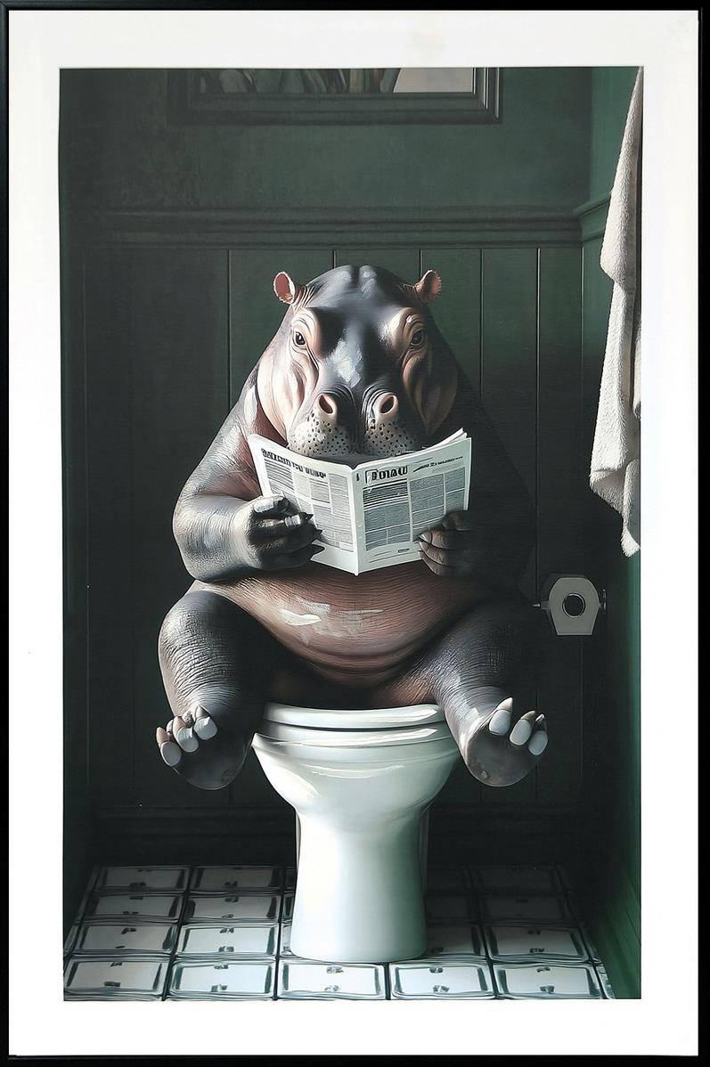 BA3452 "Quirky Hippo" Hand - BA3452 "Quirky Hippo" Hand - embellished Canvas in 25″ x 17″ - American Furniture of Slidell