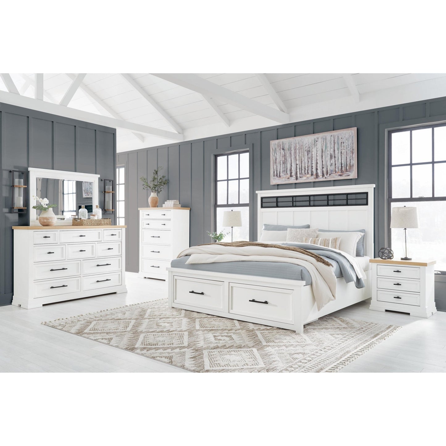 Benchcraft Ashbryn B844B9 6 pc King Panel Storage Bedroom Set - American Furniture of Slidell