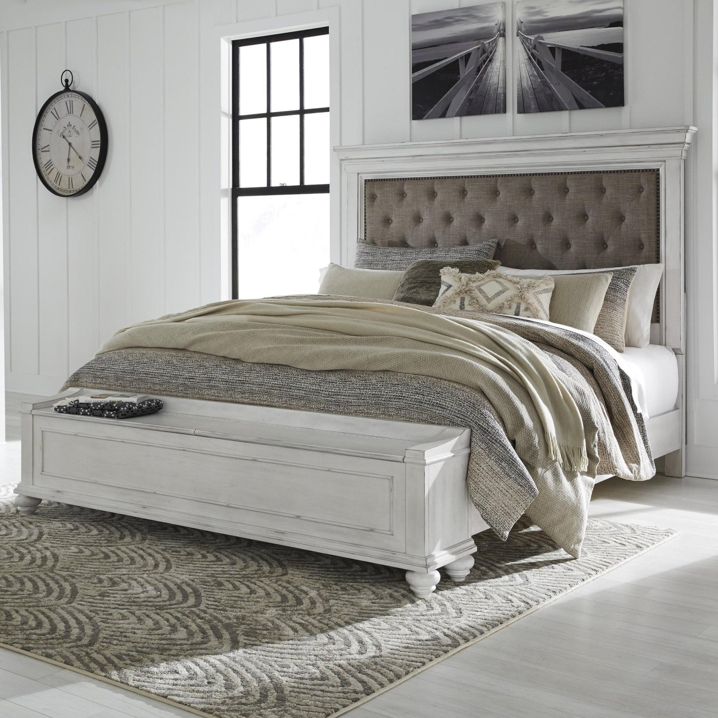 Benchcraft Kanwyn California King Upholstered Panel Bed with Storage B777 - 158/B777 - 56S/B777 - 94 - American Furniture of Slidell