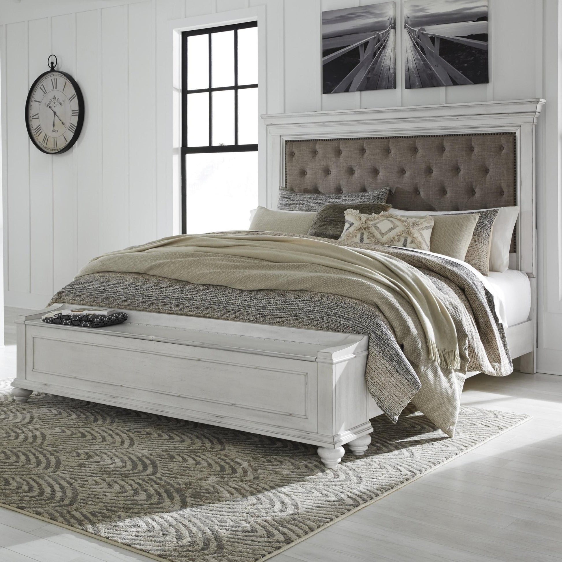 Benchcraft Kanwyn California King Upholstered Panel Bed with Storage B777 - 158/B777 - 56S/B777 - 94 - American Furniture of Slidell