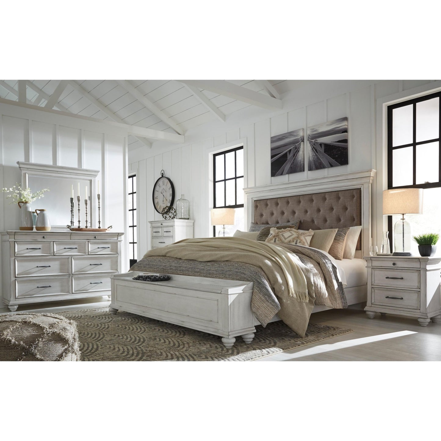 Benchcraft Kanwyn California King Upholstered Panel Bed with Storage B777 - 158/B777 - 56S/B777 - 94 - American Furniture of Slidell