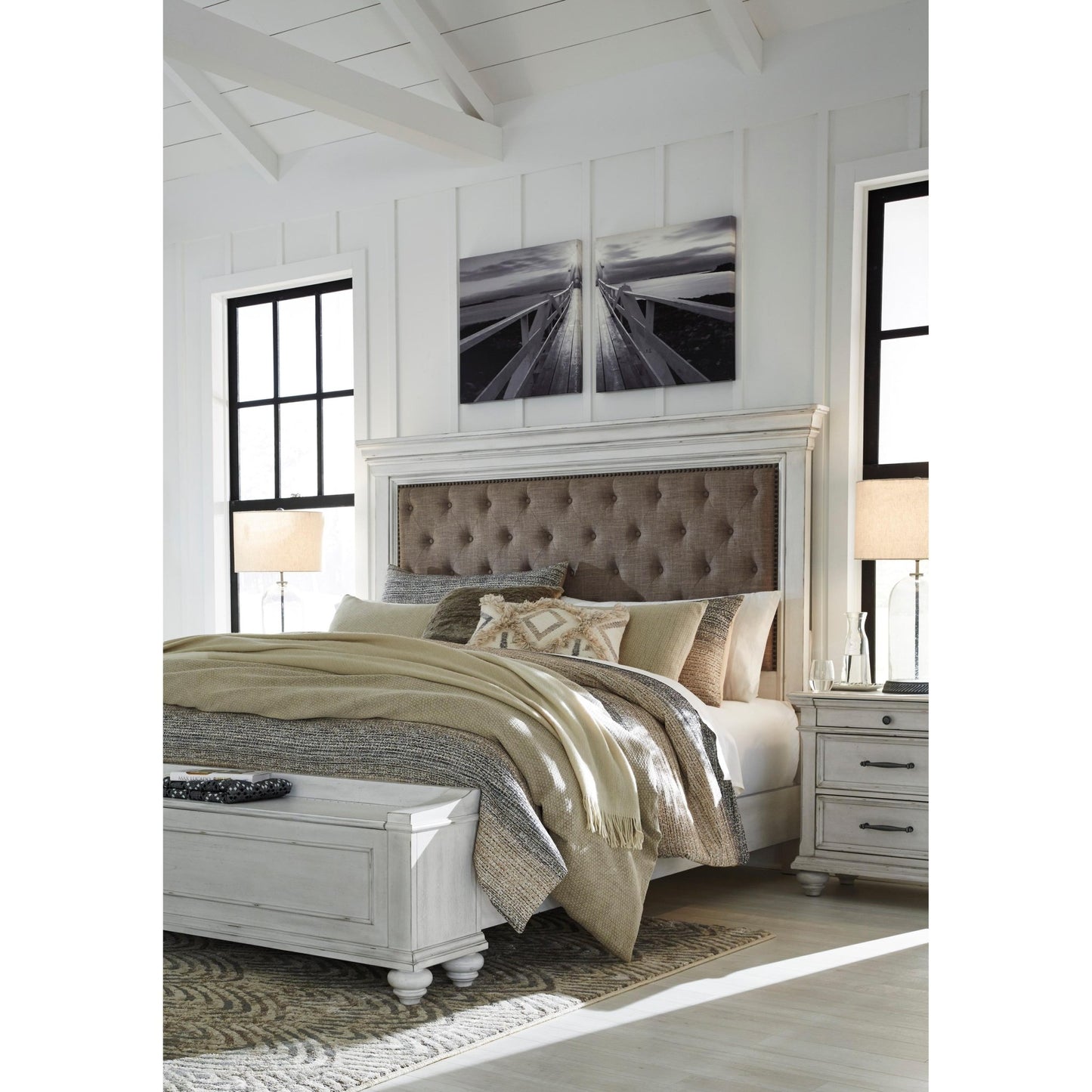 Benchcraft Kanwyn California King Upholstered Panel Bed with Storage B777 - 158/B777 - 56S/B777 - 94 - American Furniture of Slidell
