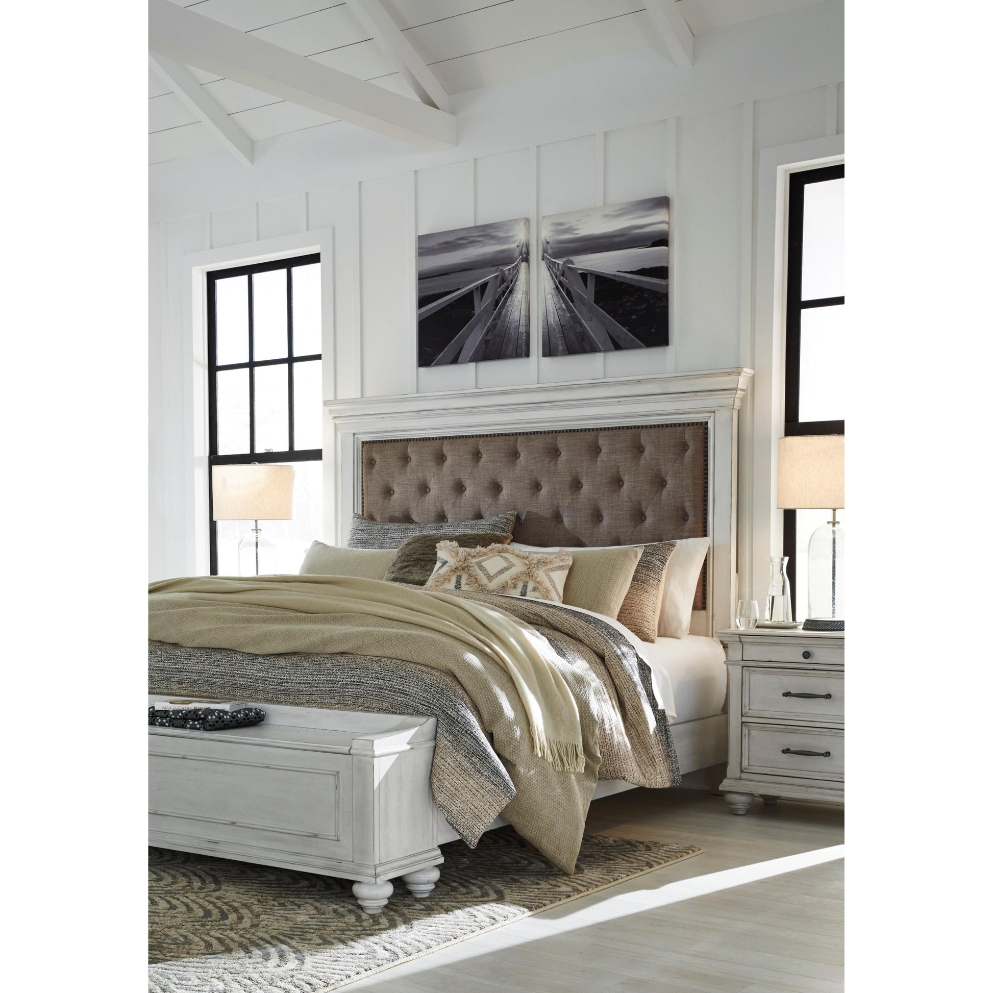 Benchcraft Kanwyn California King Upholstered Panel Bed with Storage B777 - 158/B777 - 56S/B777 - 94 - American Furniture of Slidell