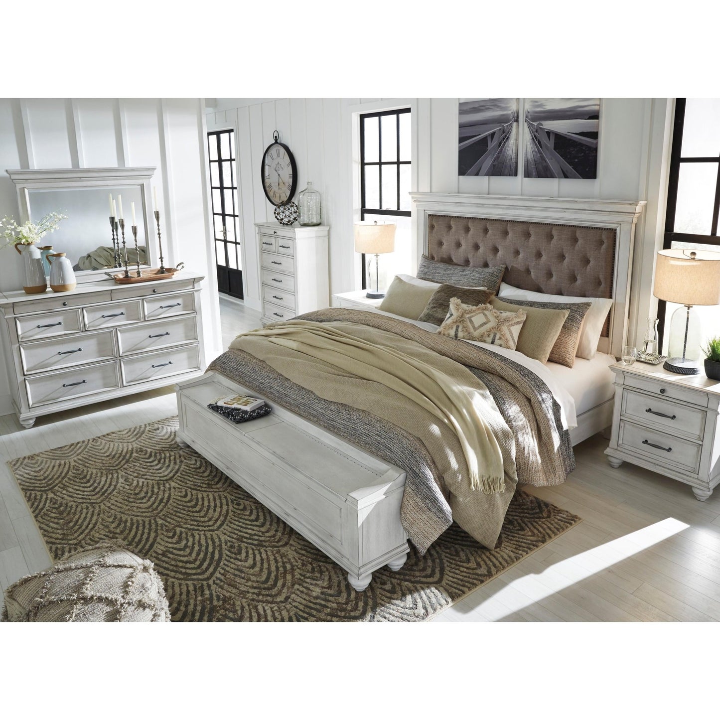Benchcraft Kanwyn California King Upholstered Panel Bed with Storage B777 - 158/B777 - 56S/B777 - 94 - American Furniture of Slidell