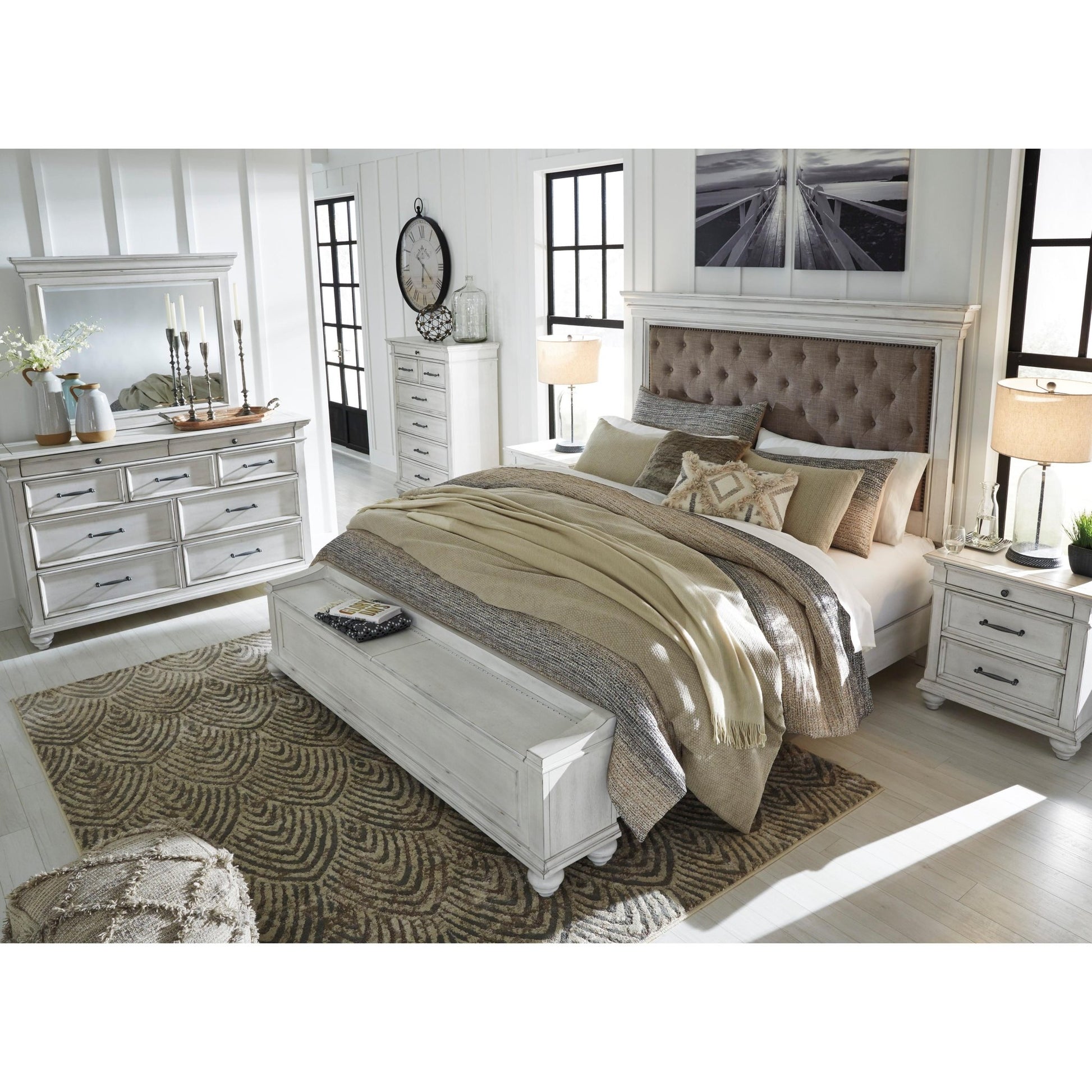Benchcraft Kanwyn California King Upholstered Panel Bed with Storage B777 - 158/B777 - 56S/B777 - 94 - American Furniture of Slidell