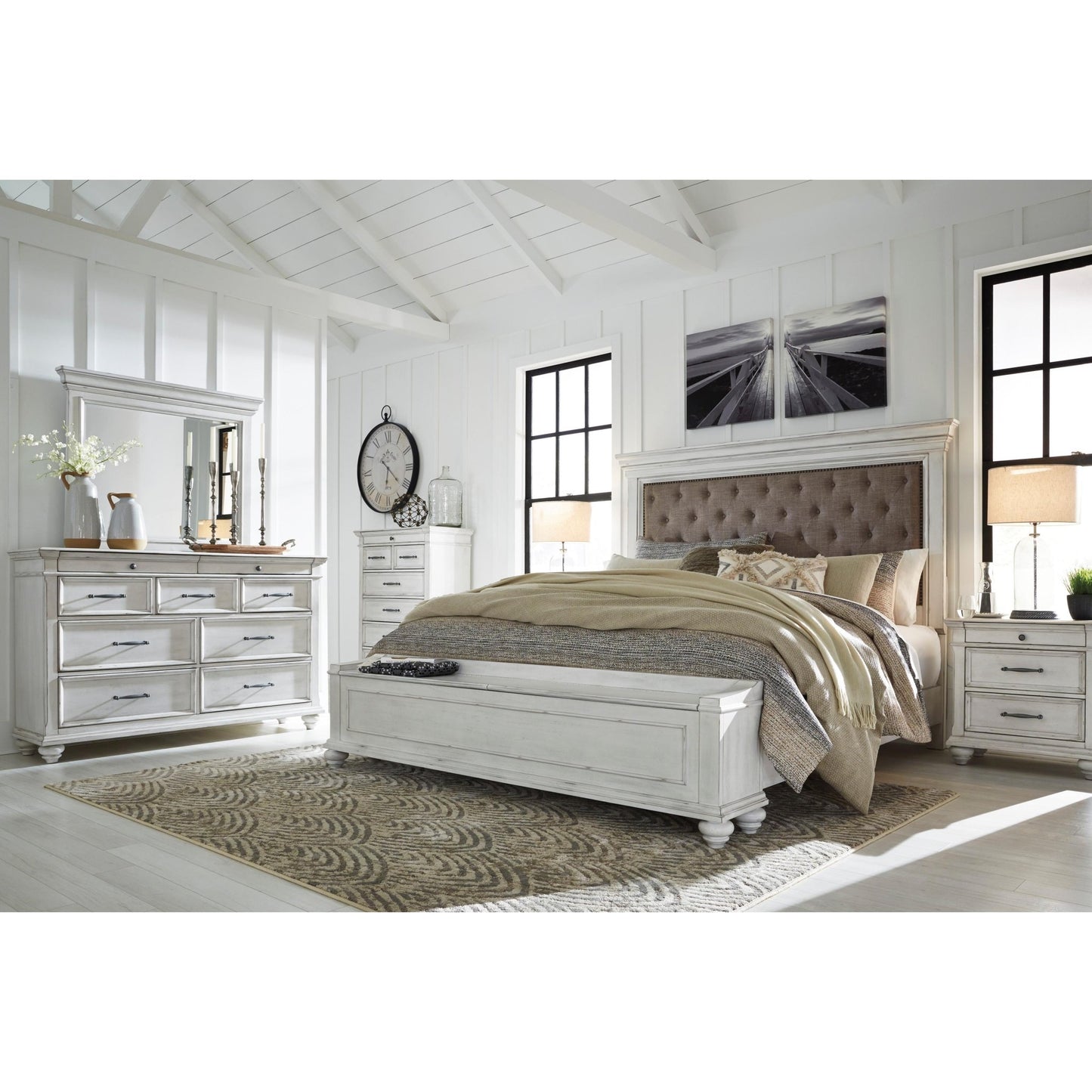 Benchcraft Kanwyn California King Upholstered Panel Bed with Storage B777 - 158/B777 - 56S/B777 - 94 - American Furniture of Slidell