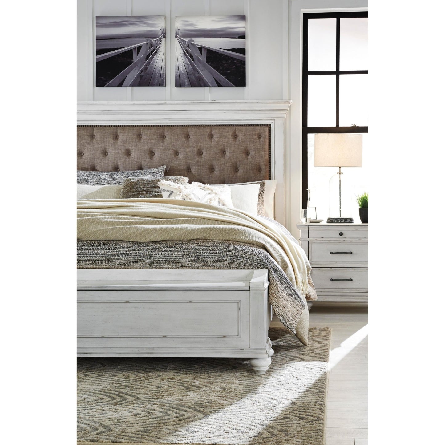 Benchcraft Kanwyn California King Upholstered Panel Bed with Storage B777 - 158/B777 - 56S/B777 - 94 - American Furniture of Slidell