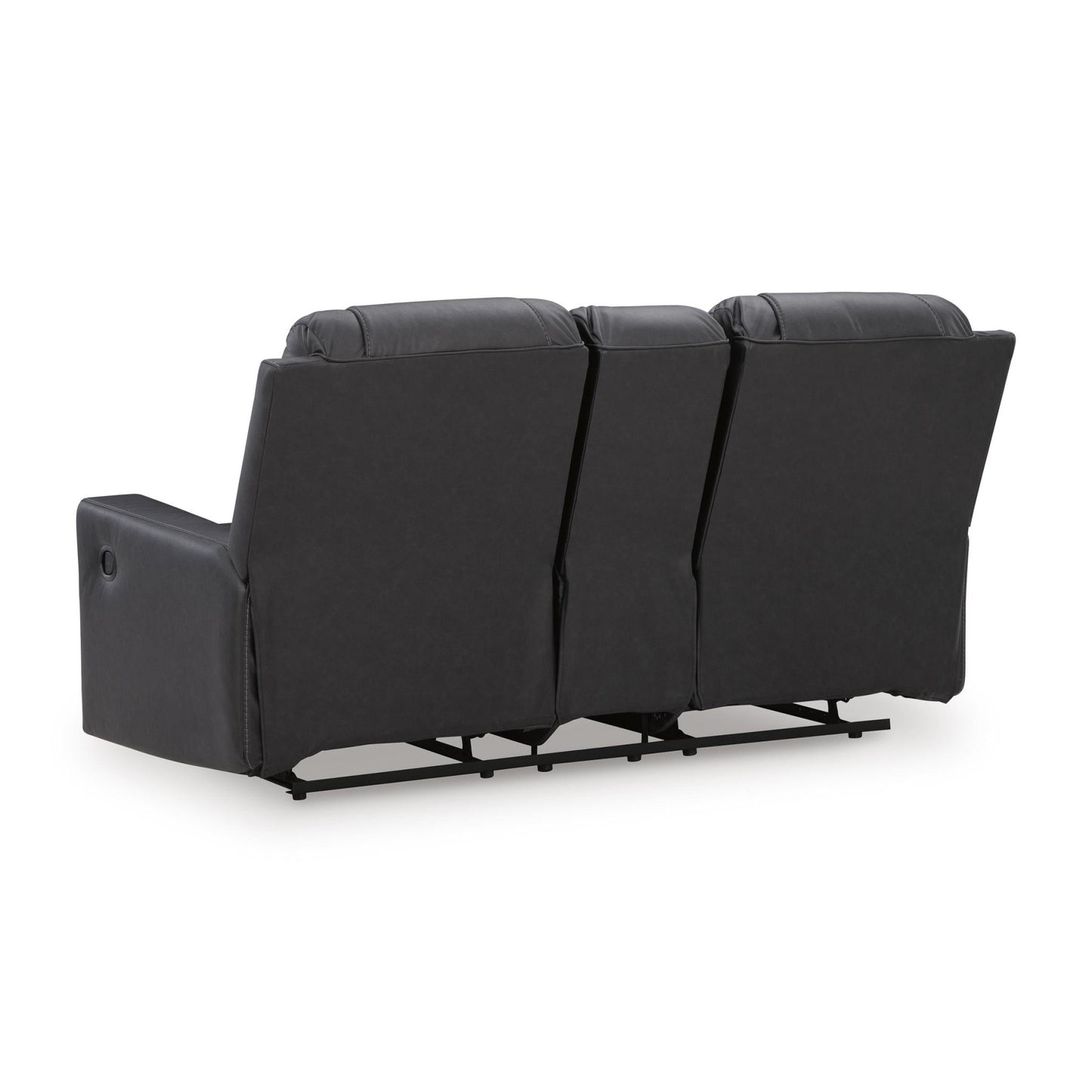 Benchcraft Mackmenville Reclining Leather Look Loveseat with Console 7471394 - American Furniture of Slidell