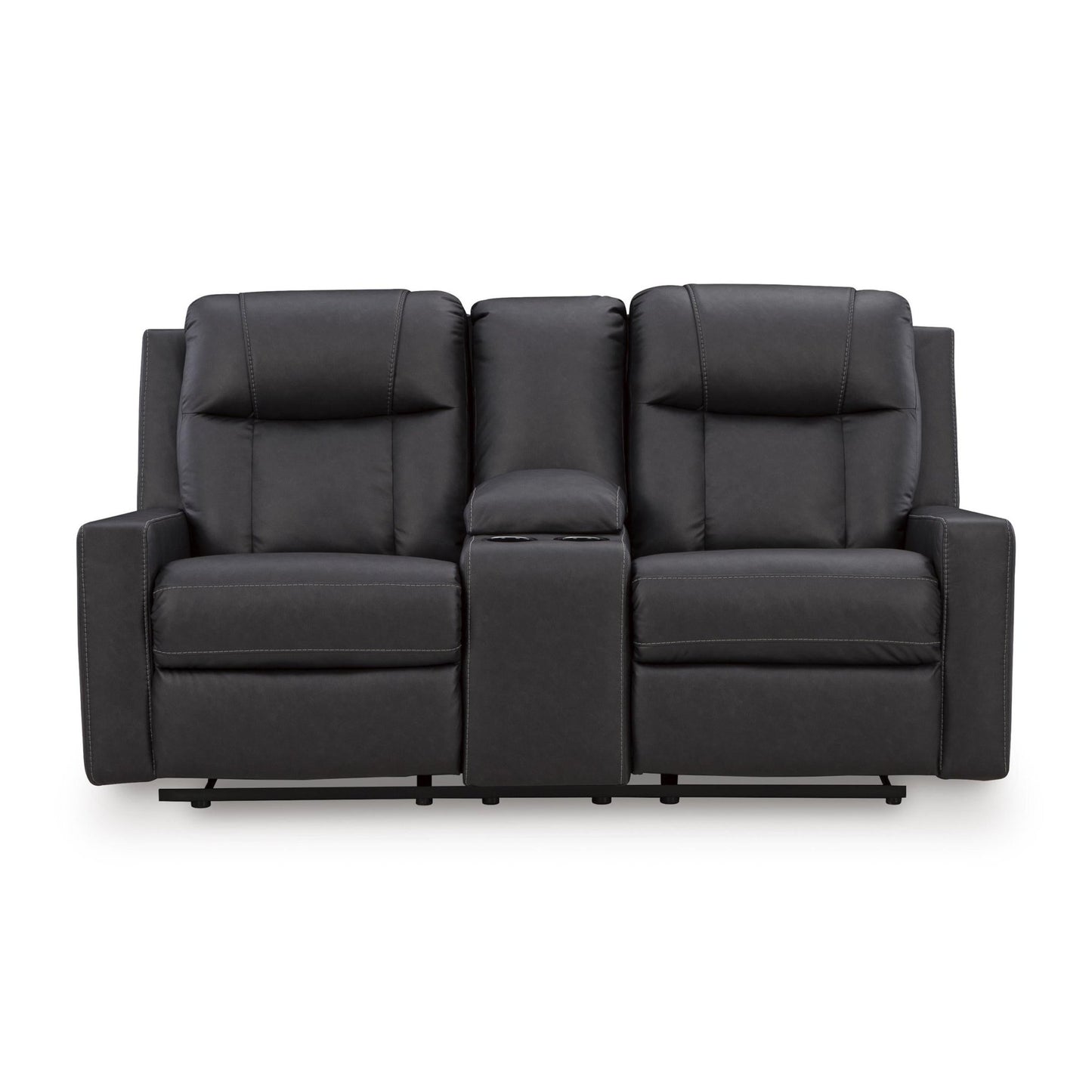 Benchcraft Mackmenville Reclining Leather Look Loveseat with Console 7471394 - American Furniture of Slidell