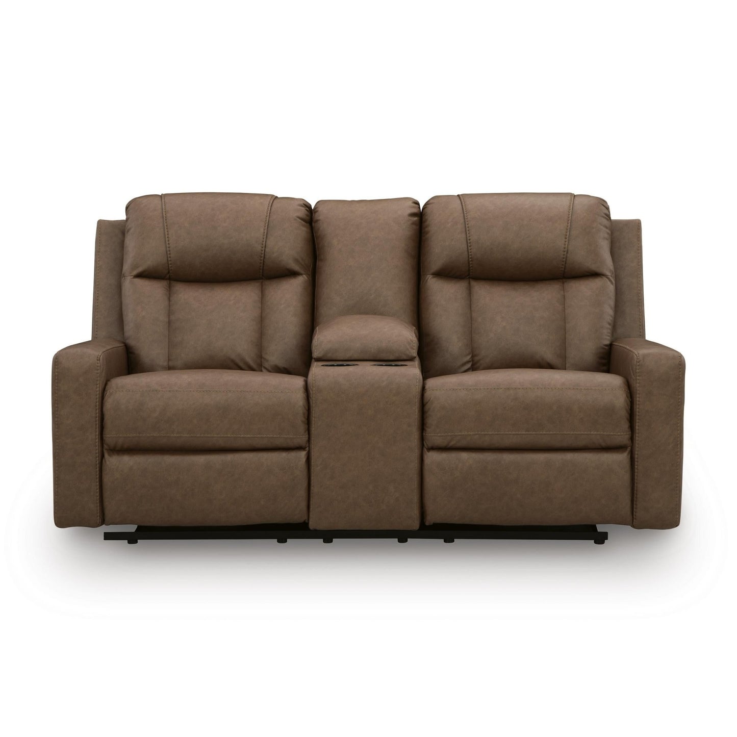 Benchcraft Mackmenville Reclining Leather Look Loveseat with Console 7471494 - American Furniture of Slidell