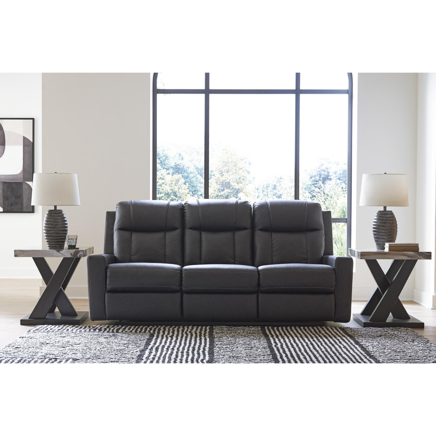 Benchcraft Mackmenville Reclining Leather Look Sofa 7471388 - American Furniture of Slidell