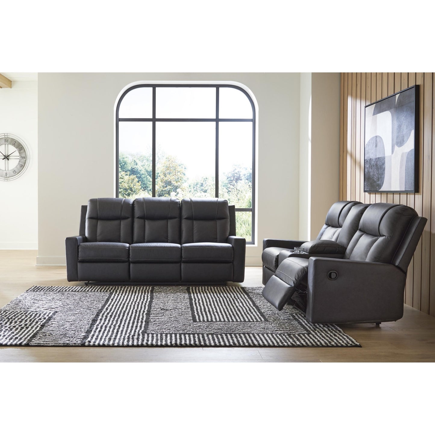 Benchcraft Mackmenville Reclining Leather Look Sofa 7471388 - American Furniture of Slidell