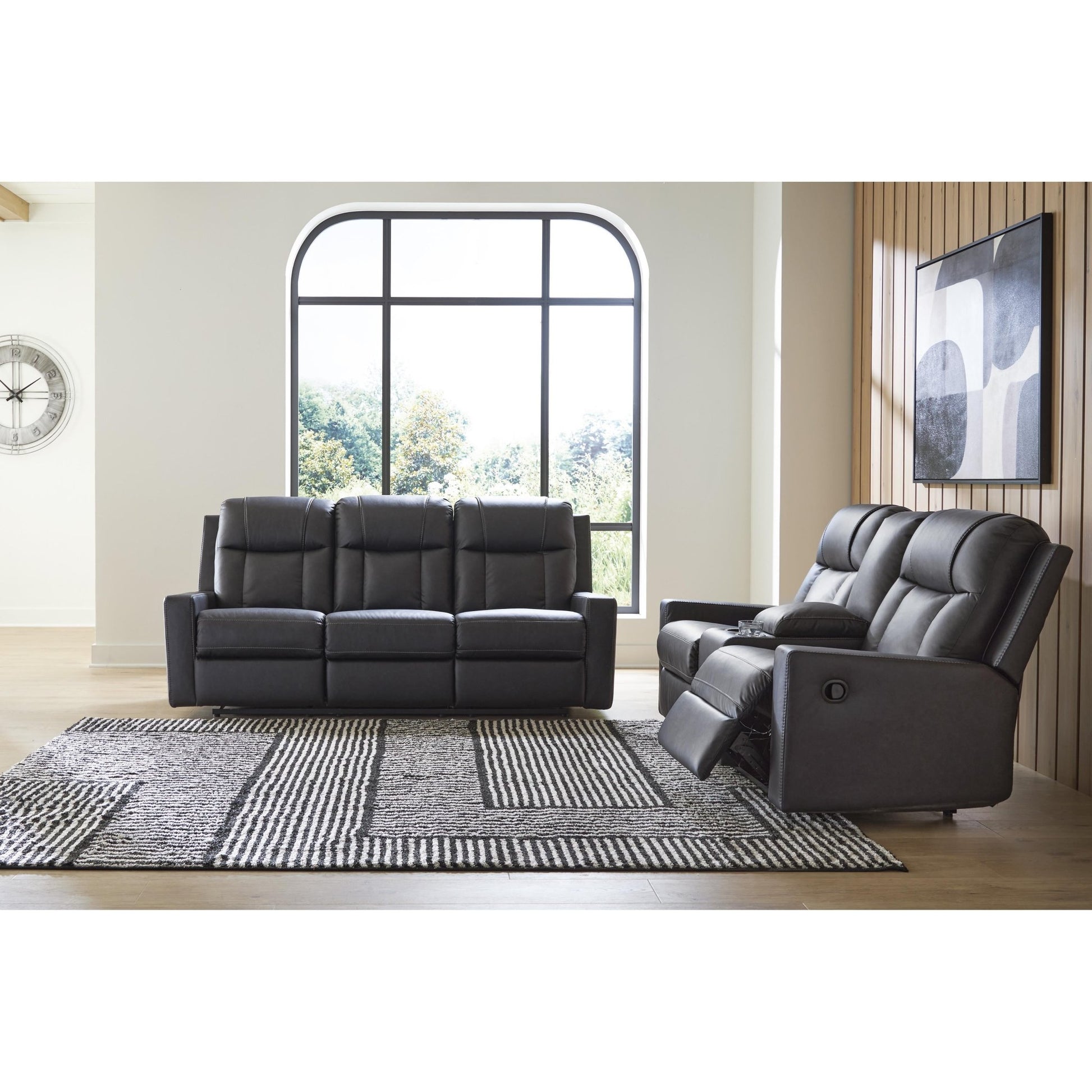 Benchcraft Mackmenville Reclining Leather Look Sofa 7471388 - American Furniture of Slidell