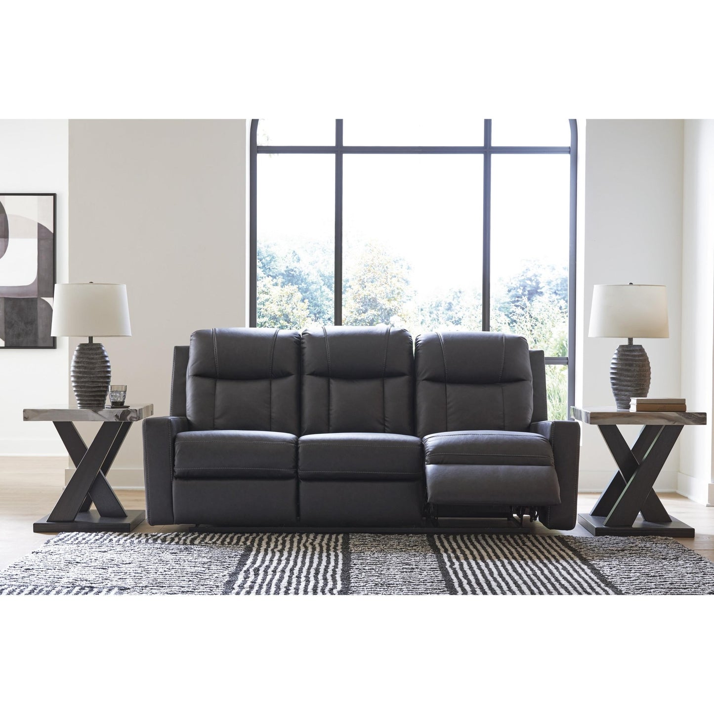 Benchcraft Mackmenville Reclining Leather Look Sofa 7471388 - American Furniture of Slidell