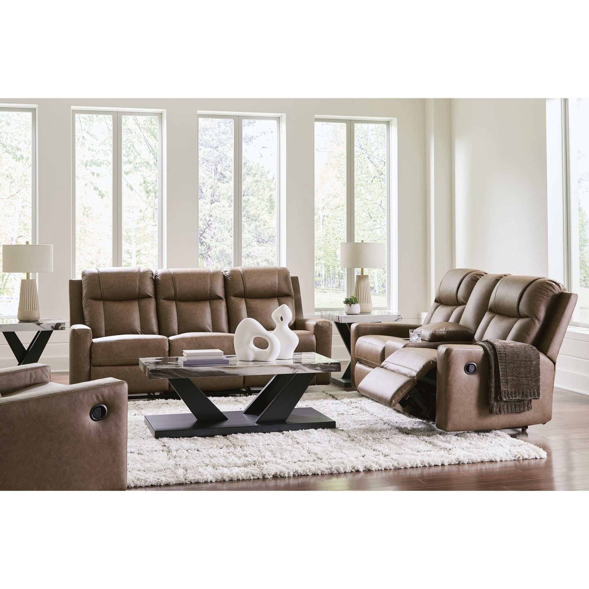 Benchcraft Mackmenville Reclining Leather Look Sofa 7471488 - American Furniture of Slidell