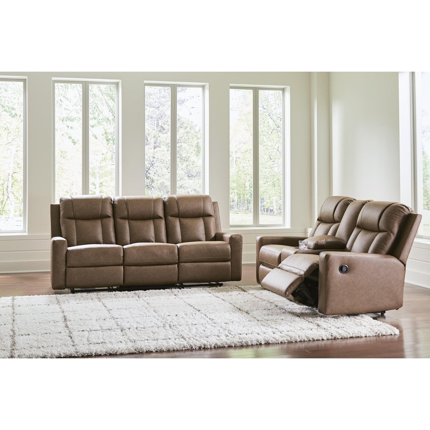 Benchcraft Mackmenville Reclining Leather Look Sofa 7471488 - American Furniture of Slidell