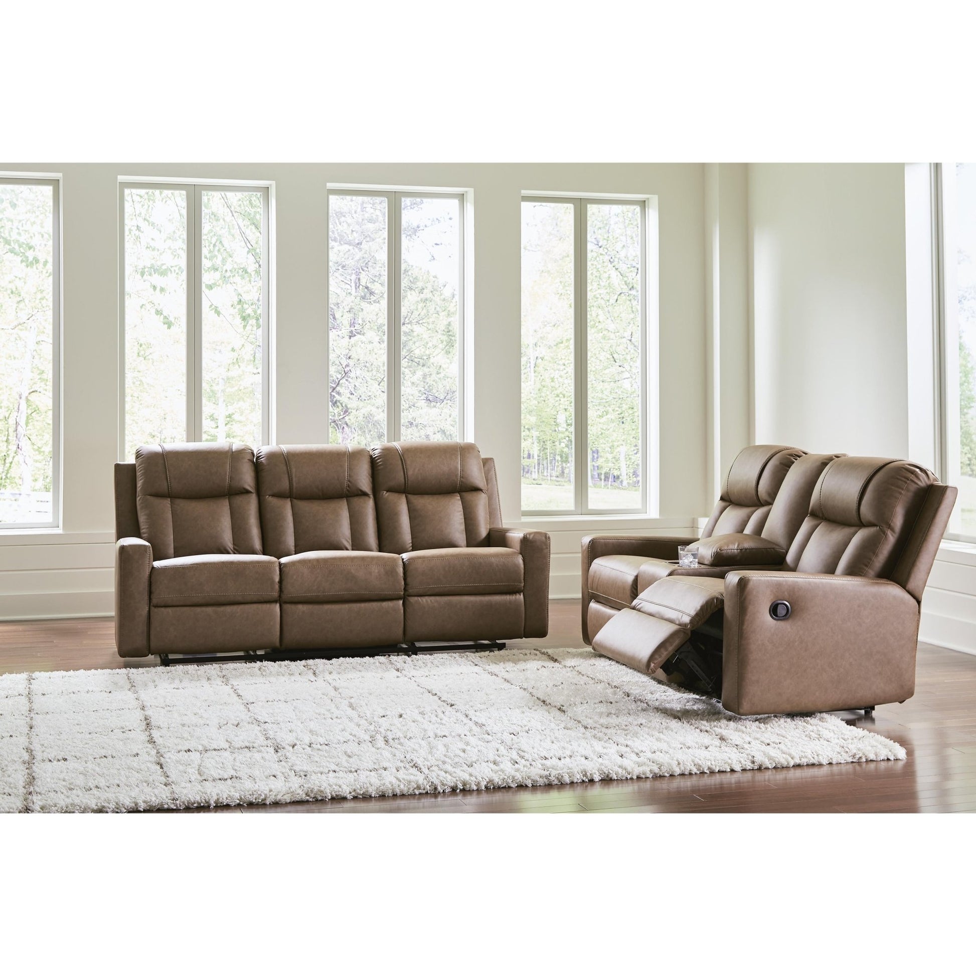 Benchcraft Mackmenville Reclining Leather Look Sofa 7471488 - American Furniture of Slidell