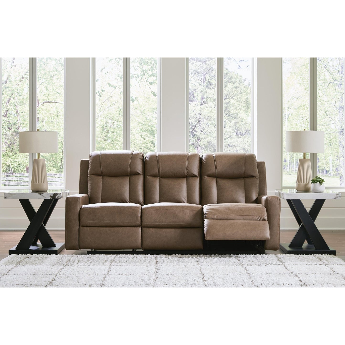 Benchcraft Mackmenville Reclining Leather Look Sofa 7471488 - American Furniture of Slidell